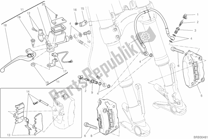Todas las partes para Sistema De Freno Delantero de Ducati Monster 821 Dark USA 2015